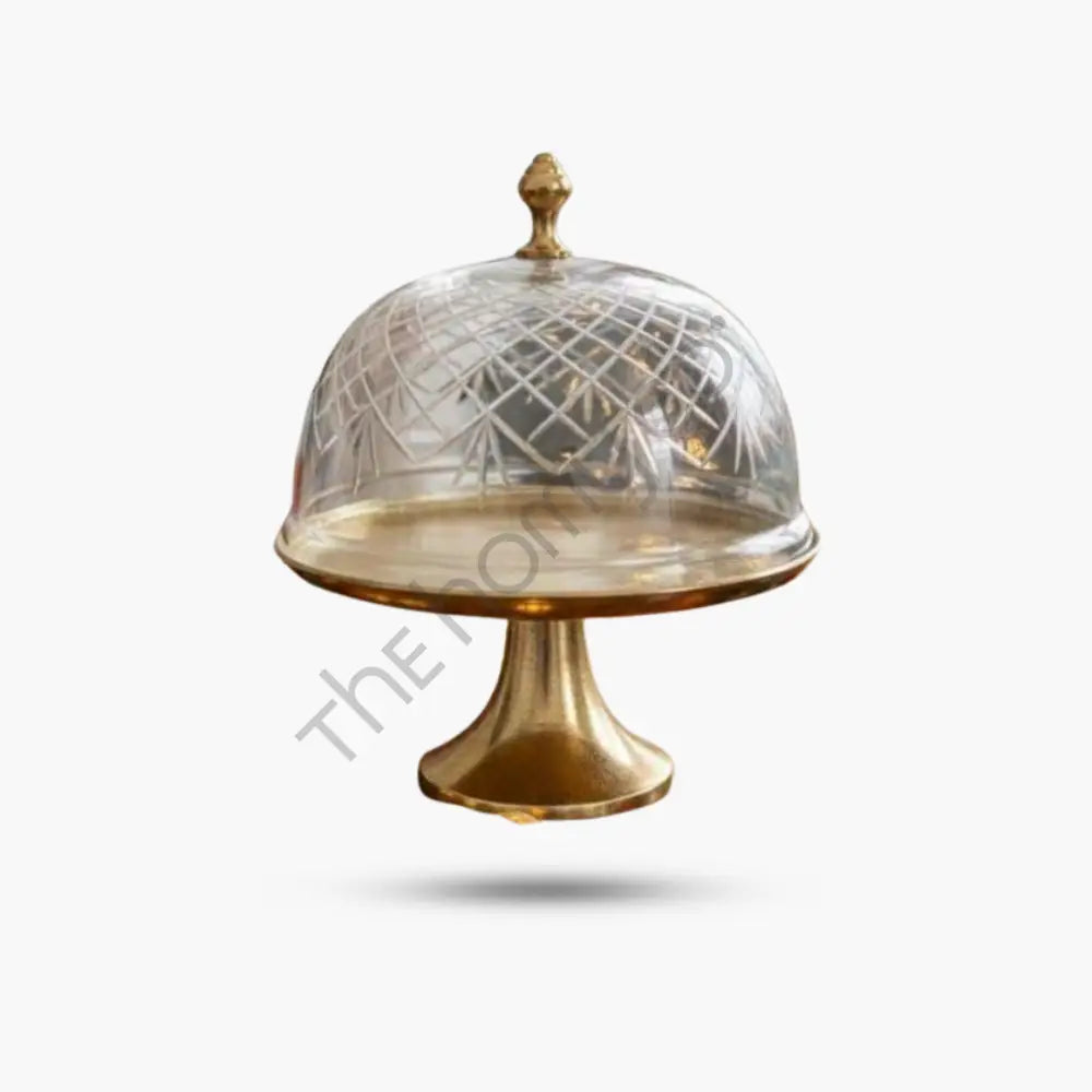 Elegant Cake Stand with Glass Cover | Metal Pedestal Dessert Stand for Parties & Home - Cake Stands