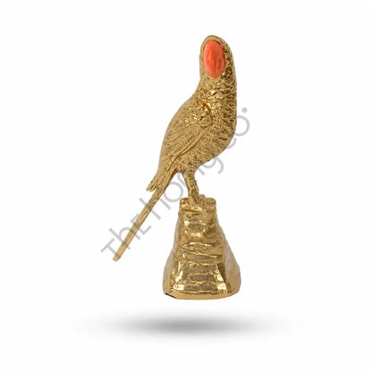 Elegant gold parrot figurine with red accent and intricate feather detailing for home decor. - 3