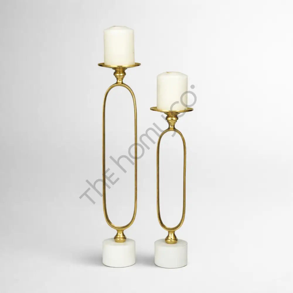 Elegant Metal Candle Holder Set | Gold Finish Pillar Candle Stand for Table Decor - Candle Holders