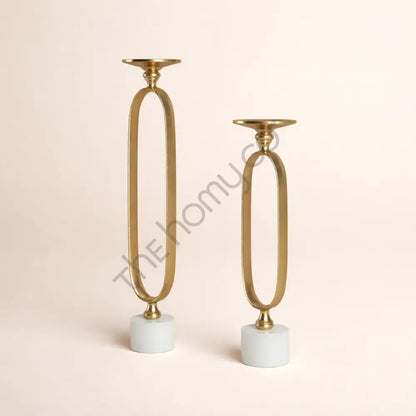 Elegant Metal Candle Holder Set | Gold Finish Pillar Candle Stand for Table Decor - Candle Holders