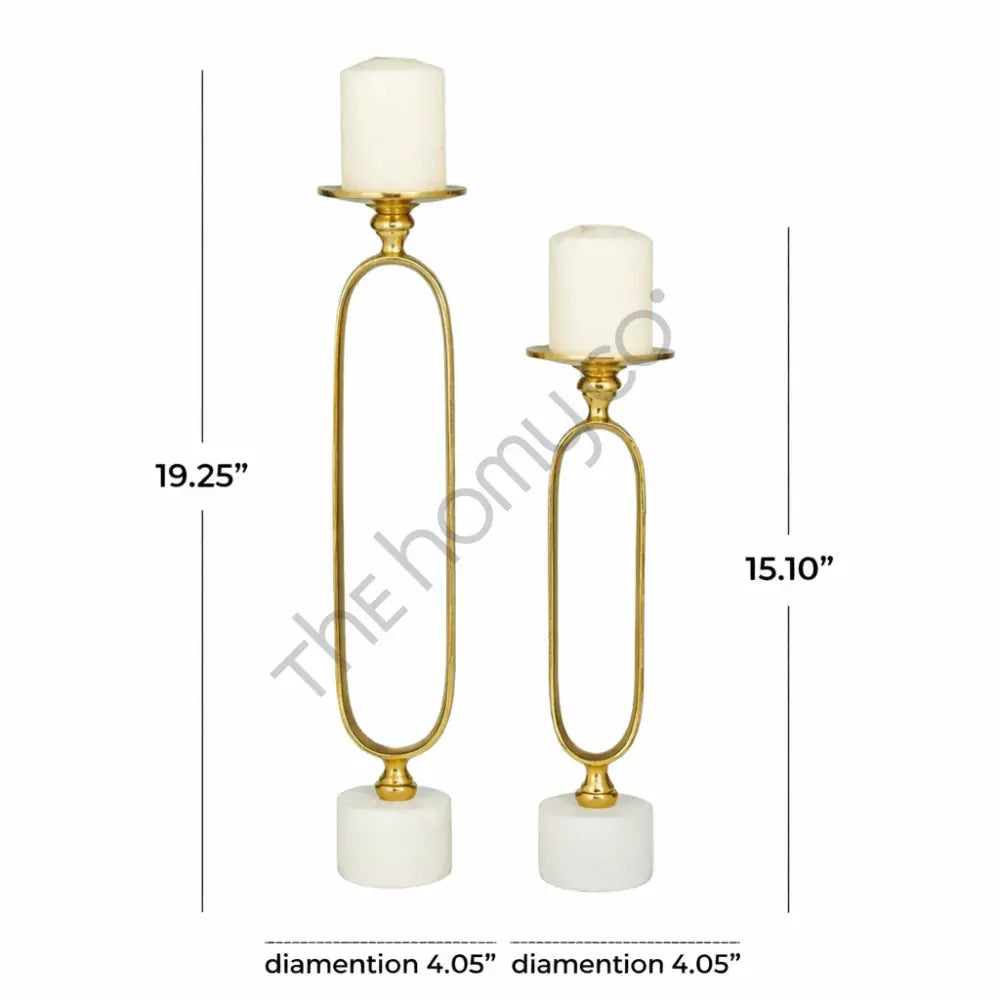 Elegant Metal Candle Holder Set | Gold Finish Pillar Candle Stand for Table Decor - Candle Holders