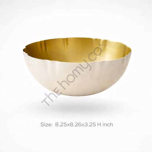 Elegant Metal Decorative Bowl | White Exterior Gold Interior Center Table Accent