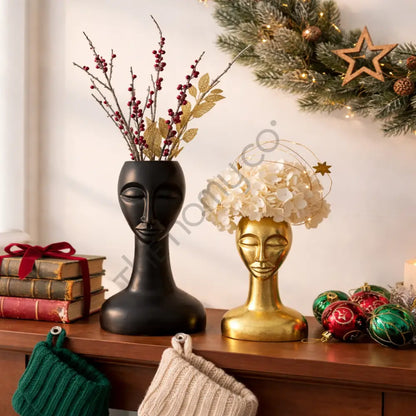 Face Vase Decorative Set for Tabletop Shelf & Home Decor - Vases