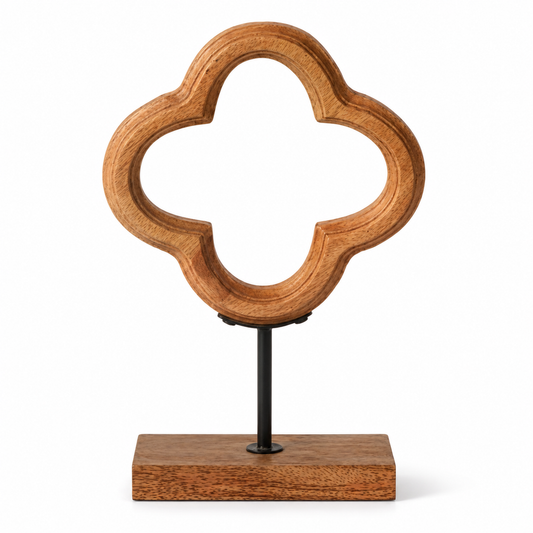 Wooden Abstract Sculpture Decor with Stand