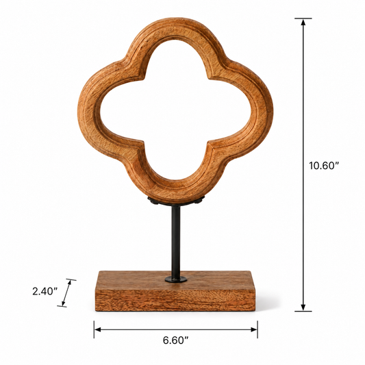 Wooden Abstract Sculpture Decor with Stand