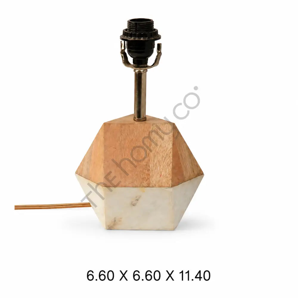 Geometric wooden table lamp base crafted from mango wood and marble with a modern angular silhouette. - 2