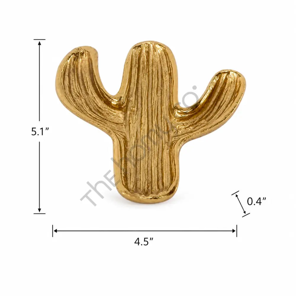 Gold cactus shaped decorative tray for jewelry and trinket organization. - 3