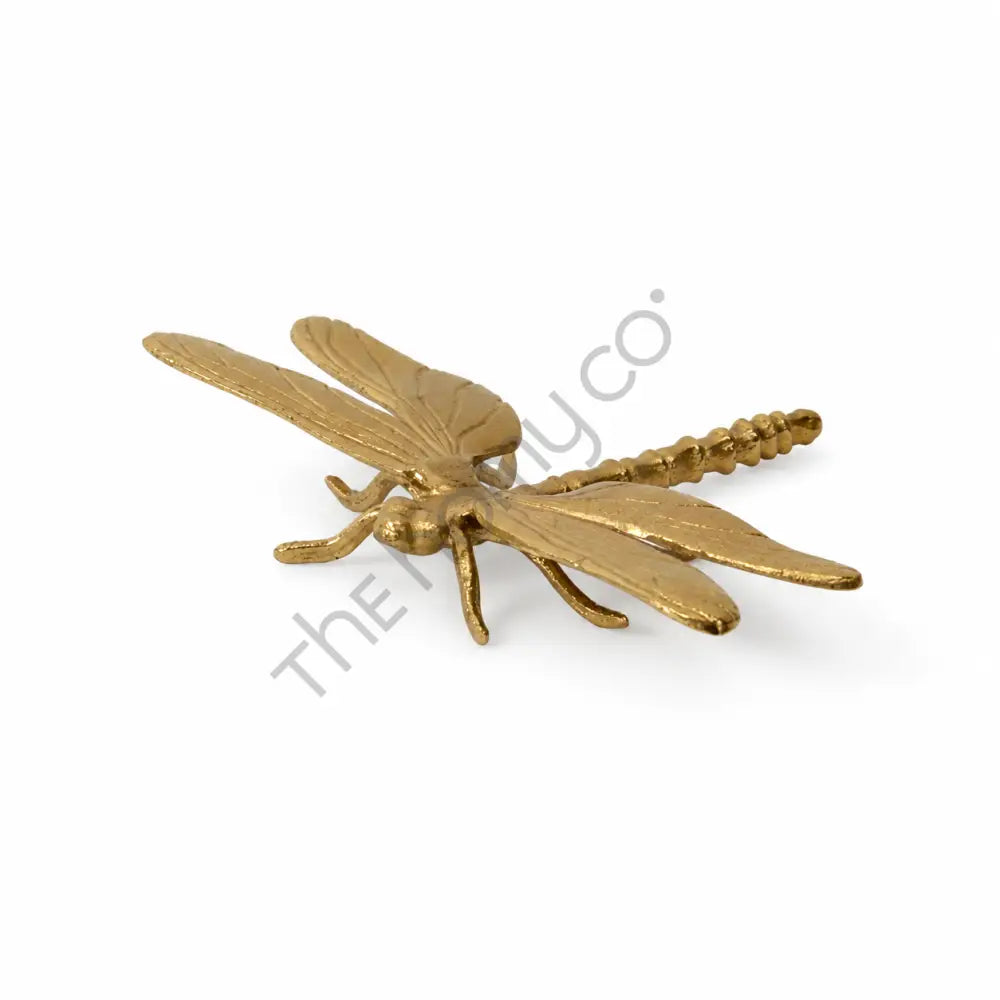 Elegant gold dragonfly decorative accent figurine for luxury tabletop and shelf styling.