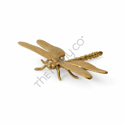 Elegant gold dragonfly decorative accent figurine for luxury tabletop and shelf styling.