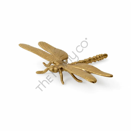 Elegant gold dragonfly decorative accent figurine for luxury tabletop and shelf styling.