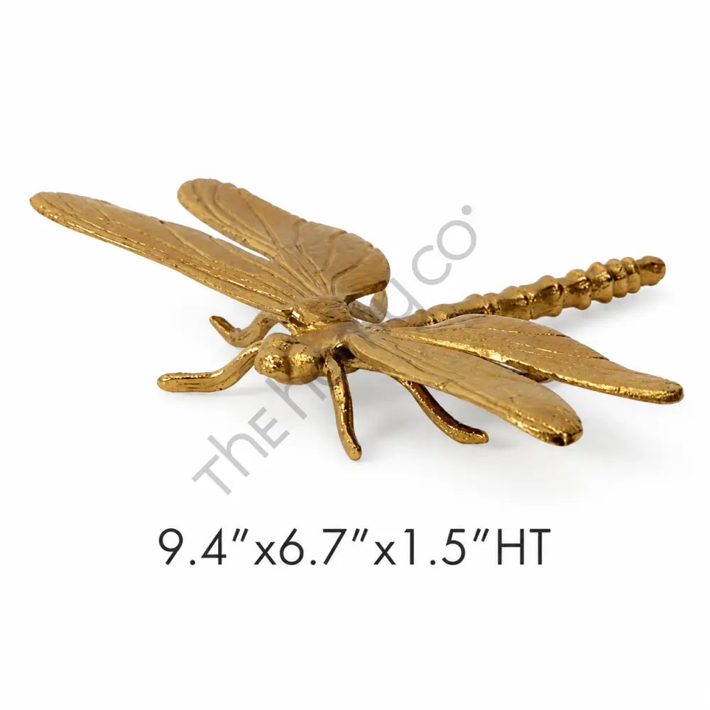 Elegant gold dragonfly decorative accent figurine for luxury tabletop and shelf styling. - 2