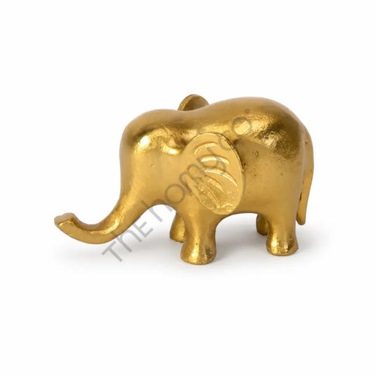 Elegant gold elephant figurine lucky charm statue for home office decor.