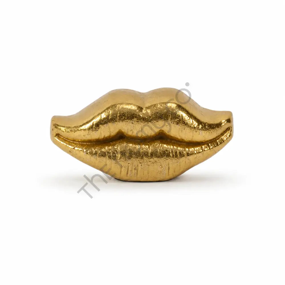 Modern gold lips decorative sculpture with a metallic finish for contemporary home decor. - 3
