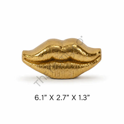 Modern gold lips decorative sculpture with a metallic finish for contemporary home decor. - 2