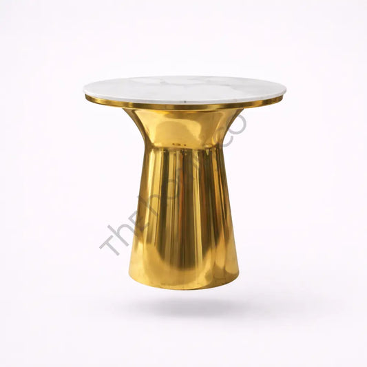 Gold Metal Side Table with Marble Top - Tables