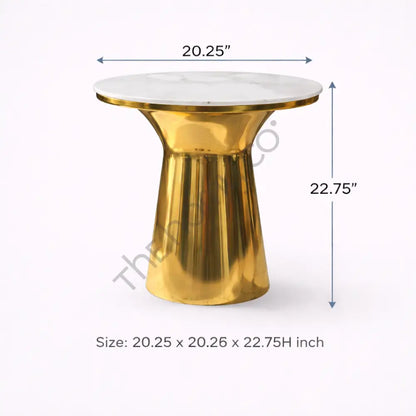 Gold Metal Side Table with Marble Top - Tables