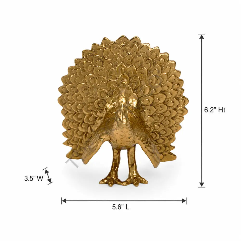 Elegant gold peacock bird sculpture with detailed feathers for modern home decor. - 2