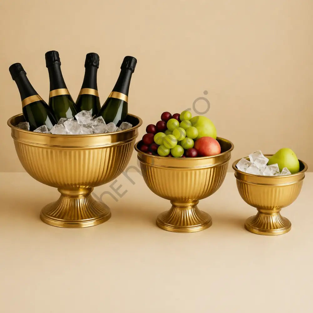 Gold/Silver Ice Bucket - Metal Pedestal Wine & Ice Buckets - Champagne Buckets