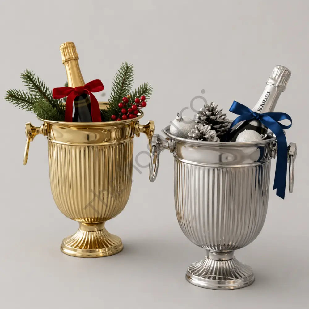 Gold & Silver Ice Bucket | Metal Wine Chiller - Ice Buckets