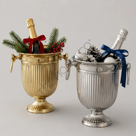 Gold & Silver Ice Bucket | Metal Wine Chiller - Ice Buckets