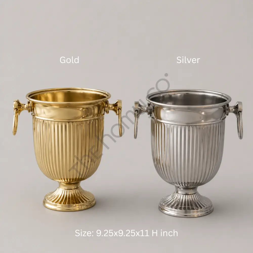 Gold & Silver Ice Bucket | Metal Wine Chiller - Ice Buckets