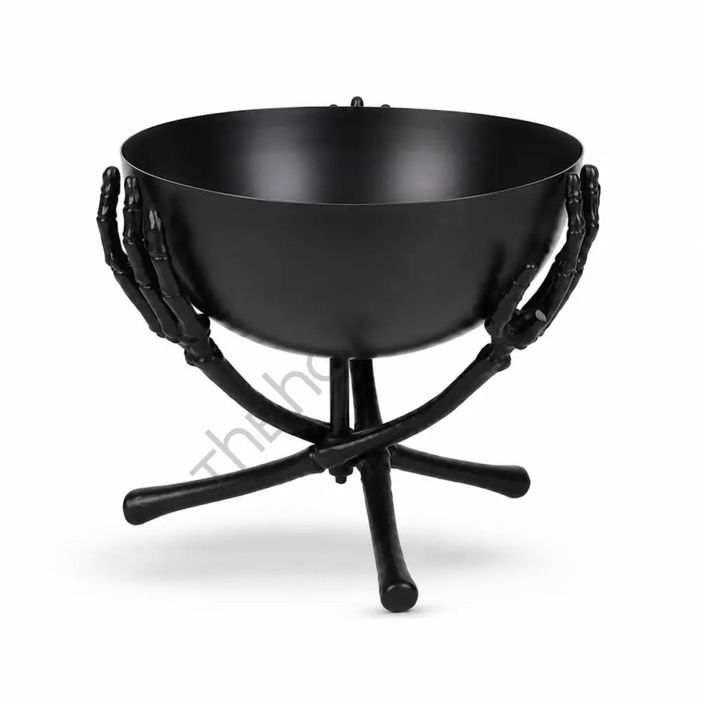 Black skeleton hand candy bowl stand with a matte finish for Halloween gothic decor. - 2