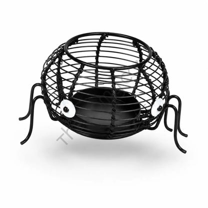 Black metal spider-shaped wire tealight candle holder for spooky Halloween home decor. - 2