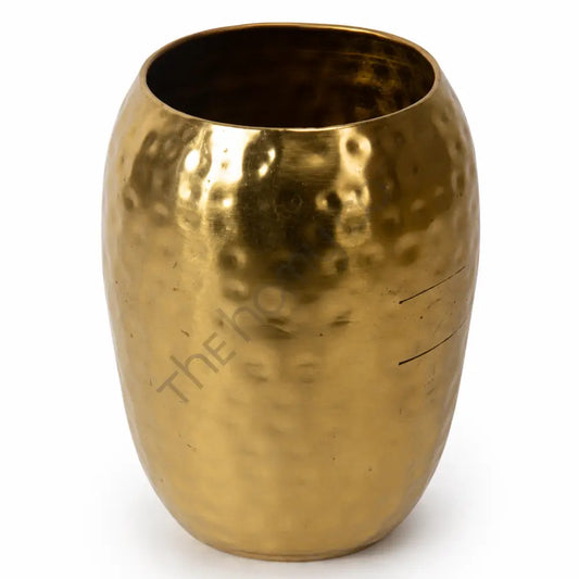 Hammered gold metal vase with a textured finish for luxury home decor and flower arrangements. - 2