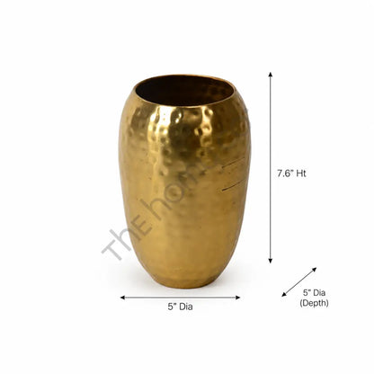 Hammered gold metal vase with a textured finish for luxury home decor and flower arrangements. - 3