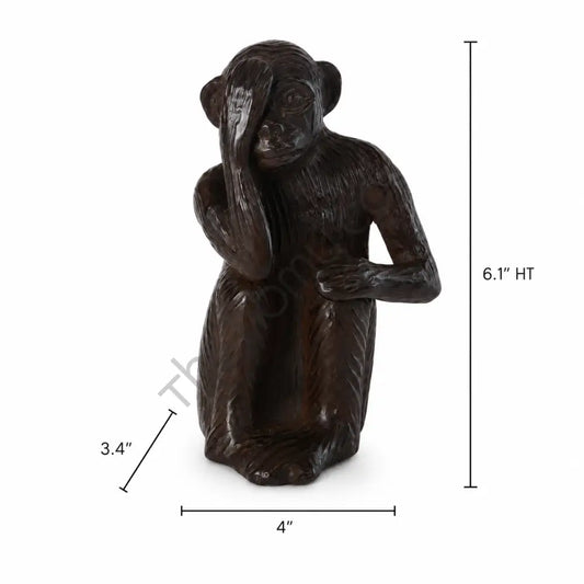 Handcrafted wooden monkey figurine with rich finish and expressive detailing for home or office decor. - 2