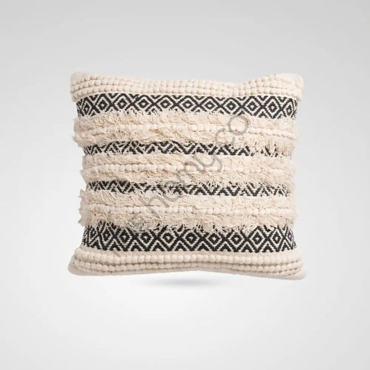 Handwoven Cotton Cushion & Cover 18x18 – Boho Decorative Pillow - Cushions
