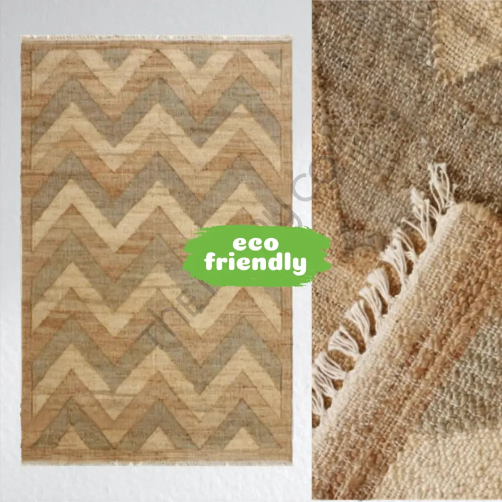 Handwoven geometric jute kilim rug with star pattern for bohemian living room decor.