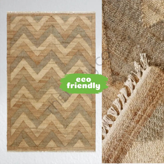 Handwoven geometric jute kilim rug with star pattern for bohemian living room decor.