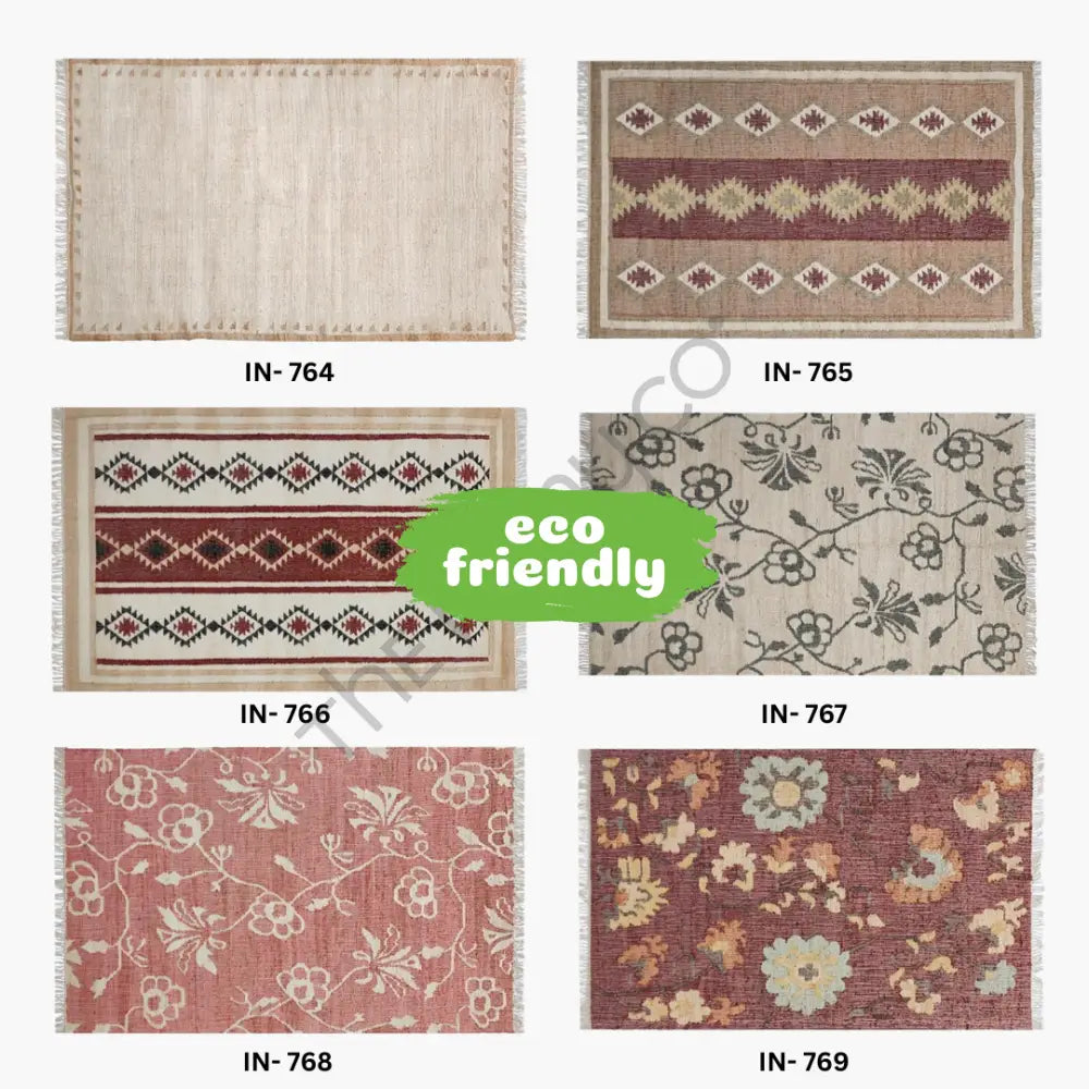 Handwoven geometric jute kilim rug with star pattern for bohemian living room decor. - 6