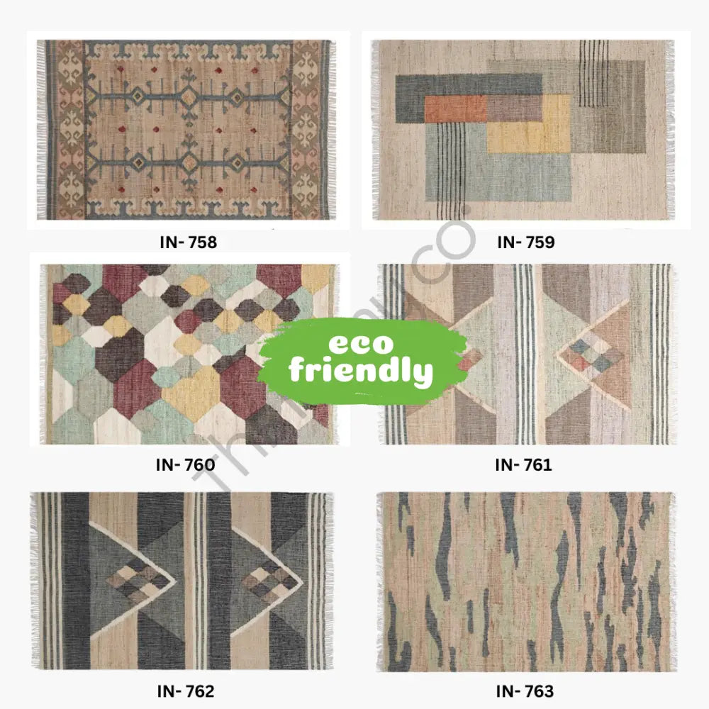 Handwoven geometric jute kilim rug with star pattern for bohemian living room decor. - 5