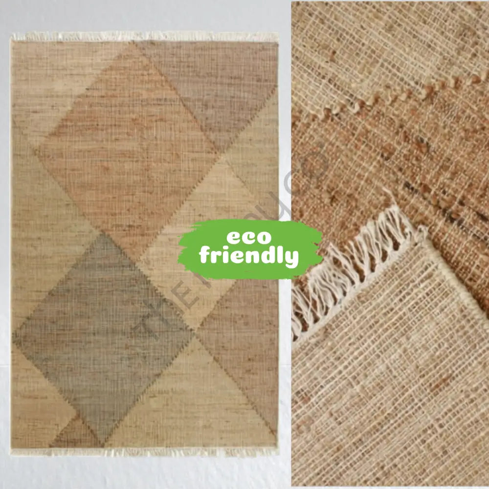 Handwoven geometric jute kilim rug with star pattern for bohemian living room decor. - 3