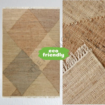 Handwoven geometric jute kilim rug with star pattern for bohemian living room decor. - 3