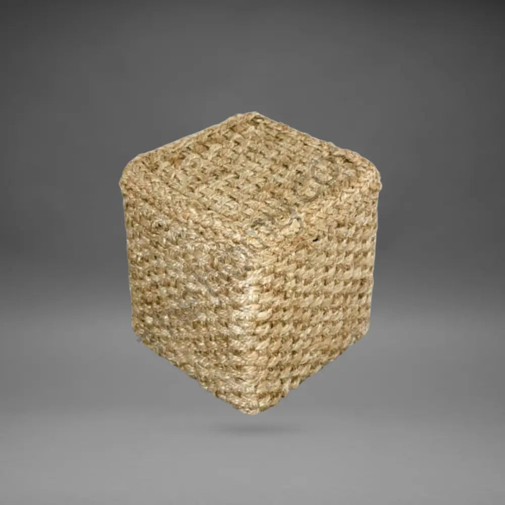 Handwoven Jute Pouf Ottoman Cube | Home Décor Seating - Poufs