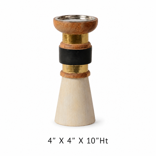 Modern Wooden & Metal Candle Holder