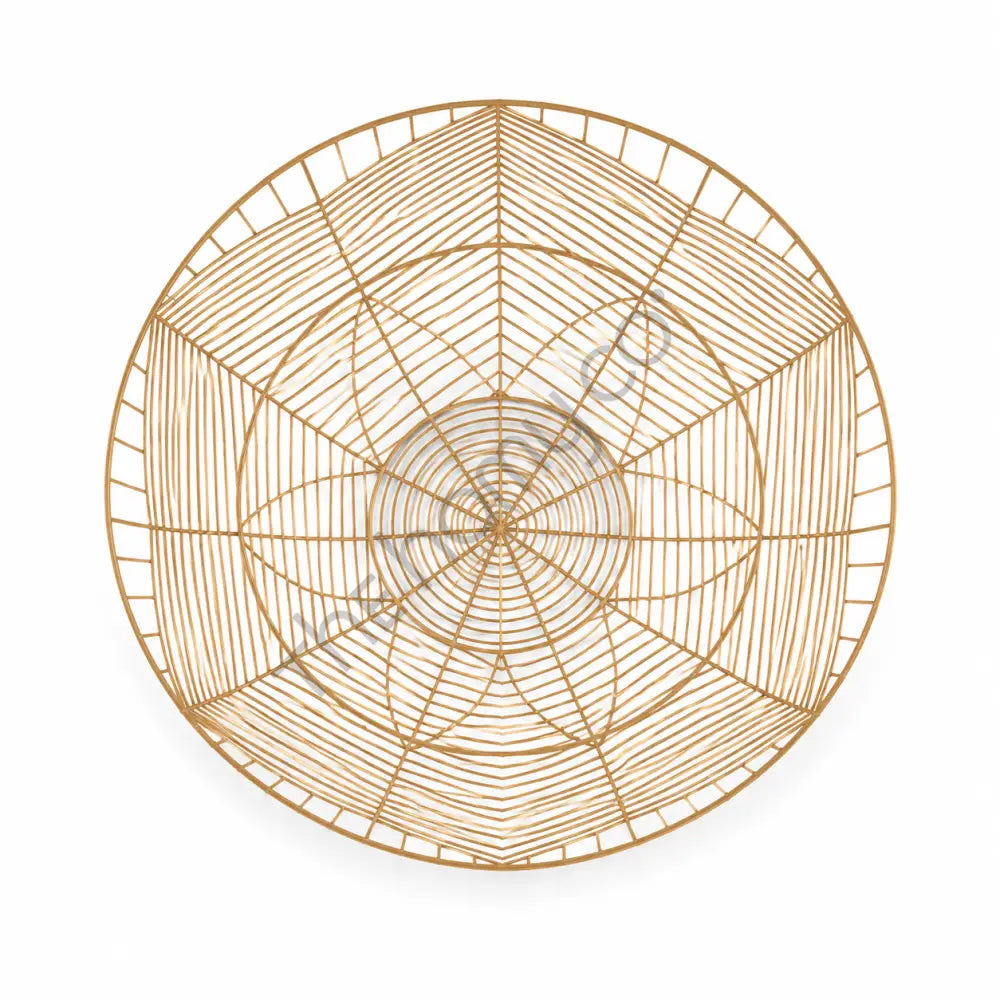 Large gold metal geometric wire basket centerpiece and fruit bowl with modern open wire design. - 2