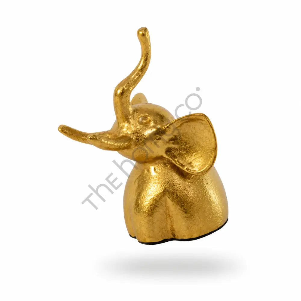 Elegant gold lucky elephant figurine with raised trunk for home and office decor. - 2