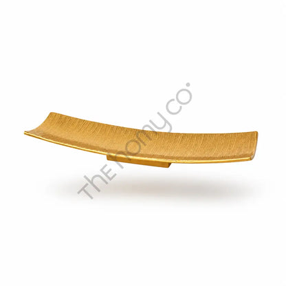 Luxury gold decorative curved serving tray with a textured finish for home centerpiece decor.