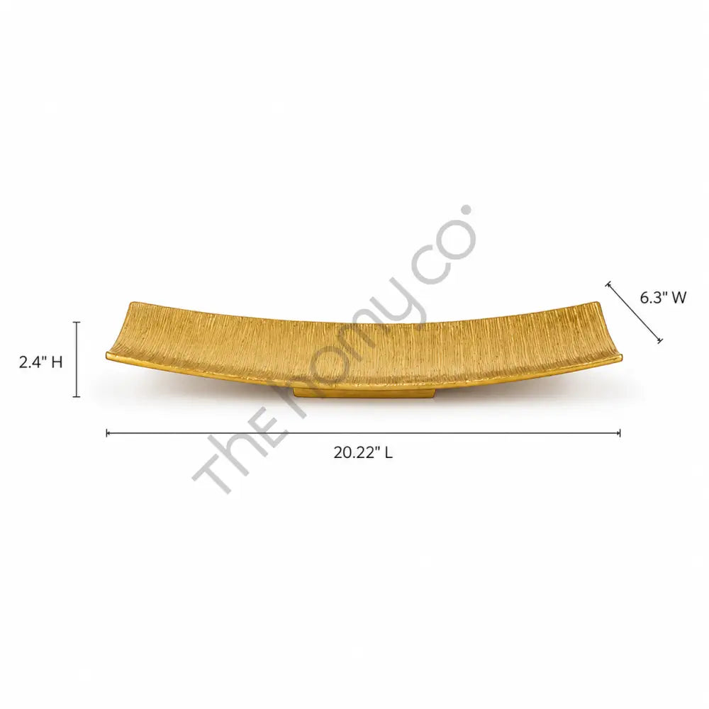 Luxury gold decorative curved serving tray with a textured finish for home centerpiece decor. - 3