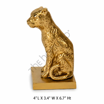 Elegant gold leopard figurine animal sculpture with a metallic finish for luxury home decor. - 3