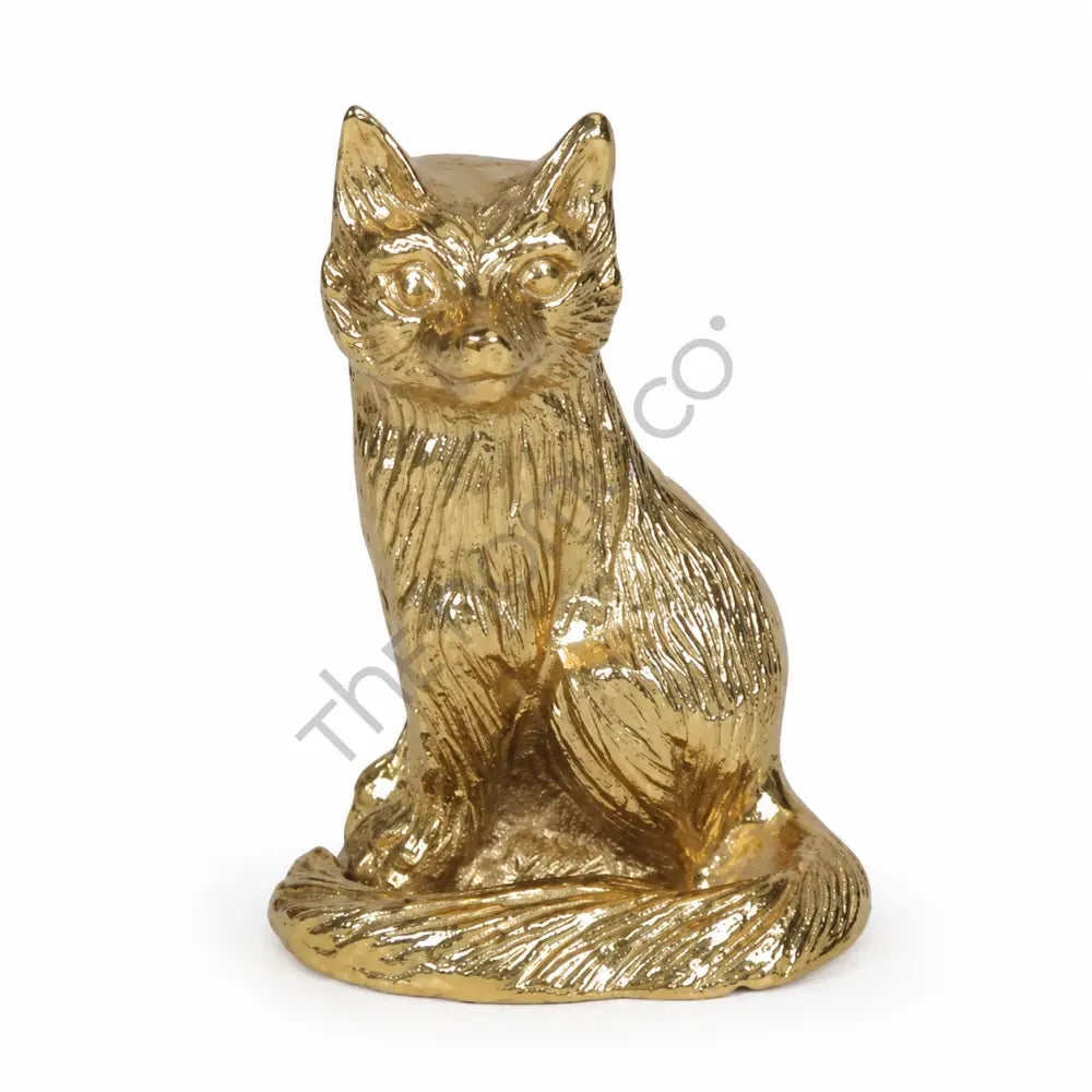 Luxury metallic gold fox figurine with detailed fur texture for modern home decor.