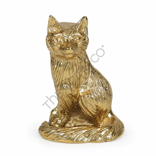 Luxury metallic gold fox figurine with detailed fur texture for modern home decor.