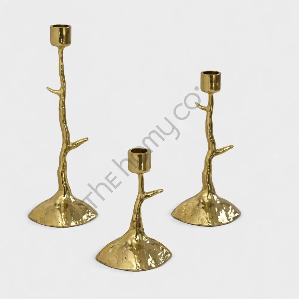 Luxury Gold Taper Candle Holder Set | Decorative Metal Candle Stands for Living Room - Candle Holders