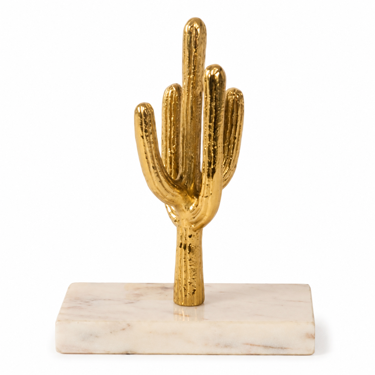 Golden Cactus Decorative Showpiece