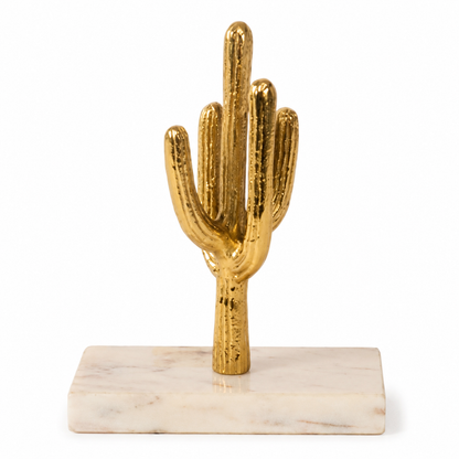 Golden Cactus Decorative Showpiece