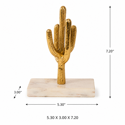 Golden Cactus Decorative Showpiece